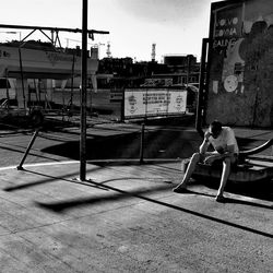 View of empty road in city