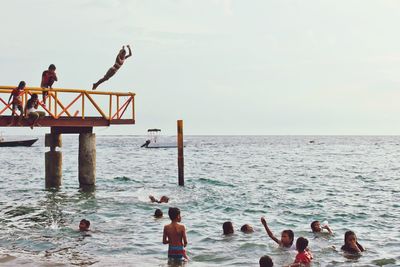 View of people in sea