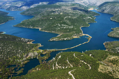 Aerial view of the confluence of krka and cikola river