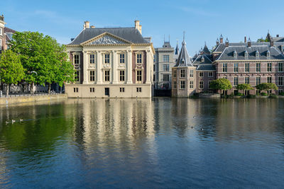 Reflection of building in river