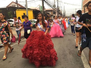 People in traditional clothing during festival