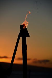Silhouette of bird against sky during sunset