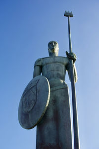 Low angle view of statue against clear sky