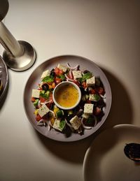 High angle view of food on table