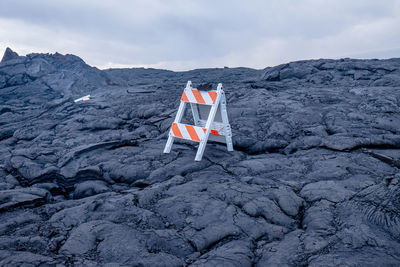 View of lava on volcanic crater