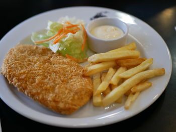 Close-up of food served in plate