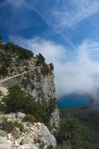 Scenic view of rocky mountains against sky
