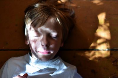 Close-up of boy sleeping