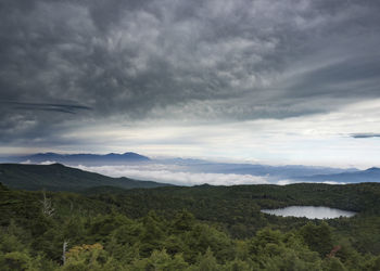 Scenic view of landscape against cloudy sky