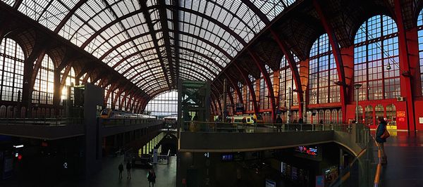 People at railroad station