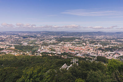 High angle view of townscape against sky