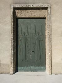 Closed door of building