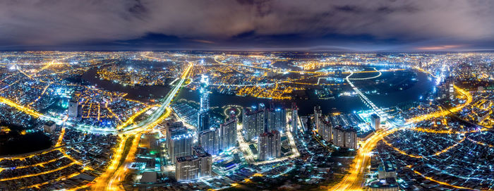 Illuminated cityscape at night