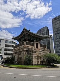 Low angle view of buildings against sky