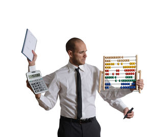 Man standing in front of office building