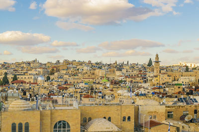 High angle view of townscape against sky