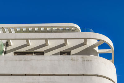 Low angle view of building against blue sky