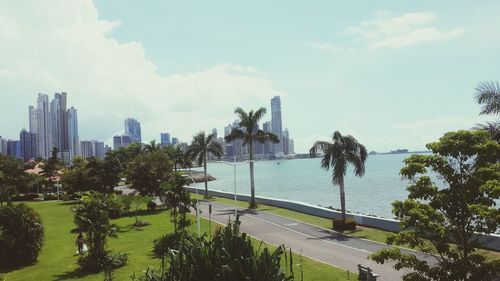 High angle view of city street