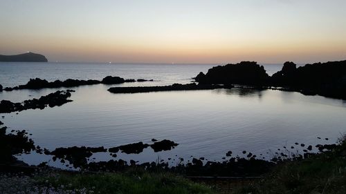 Scenic view of sea against sky during sunset