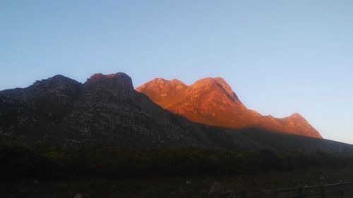 Scenic view of mountains against clear sky