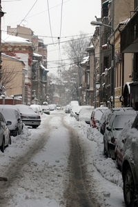 View of city street during winter