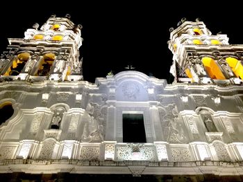 Low angle view of building at night