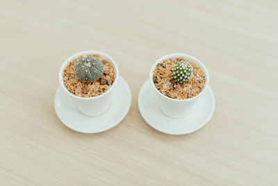 High angle view of coffee on table