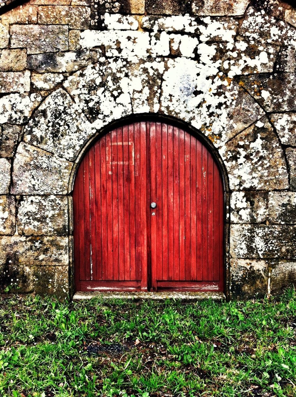 red, built structure, building exterior, architecture, closed, door, house, grass, safety, protection, wood - material, window, entrance, brick wall, day, outdoors, no people, old, security, wood