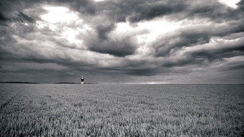 Scenic view of landscape against cloudy sky