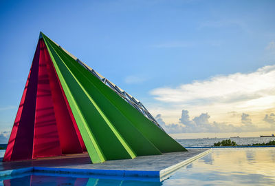 Scenic view of sea against blue sky