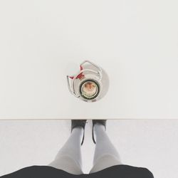 Close-up of woman in white background