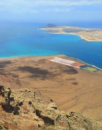 High angle view of beach against sky