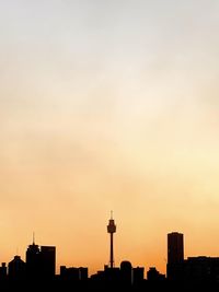 Silhouette of buildings against sky during sunset