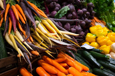 Various vegetables for sale at market stall in adelaide