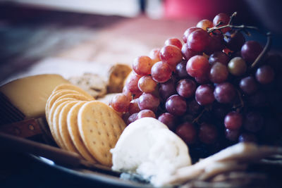 Close-up of grapes in plate