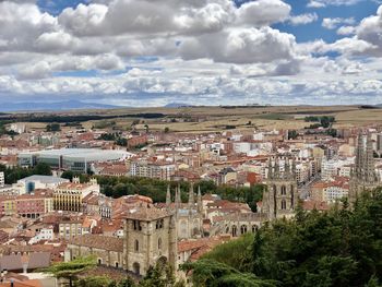 High angle view of townscape against sky