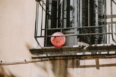 Close-up of red wall