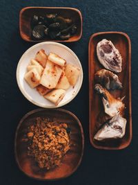 High angle view of food in plate