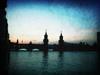 View of river at sunset