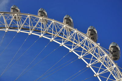 Low angle view of millennium wheel against clear blue sky