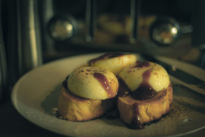 Close-up of bread in plate