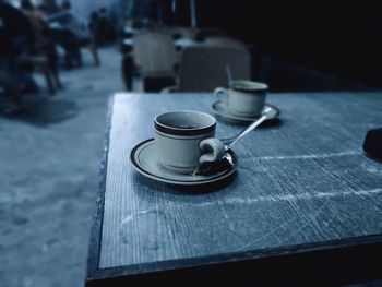 High angle view of coffee on table