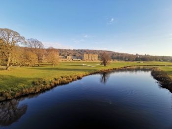 Scenic view of lake against sky