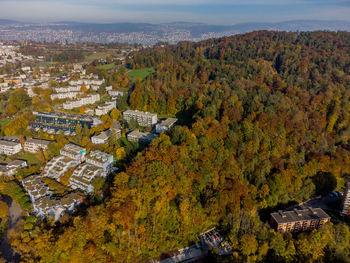 High angle view of townscape against sky