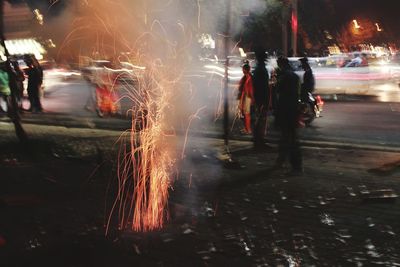 Blurred motion of city street at night