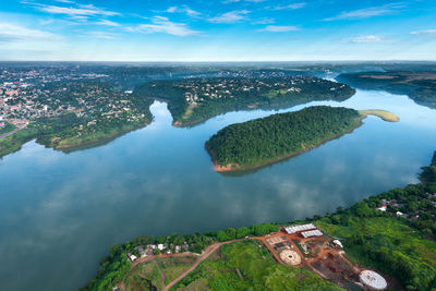 High angle view of sea against sky