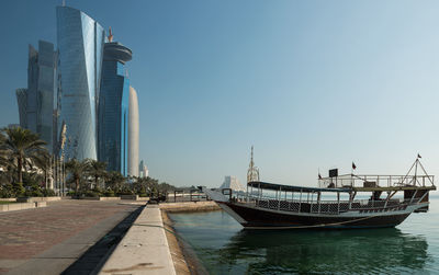 Panoramic view of sea against clear sky