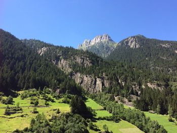 Scenic view of mountains against clear sky