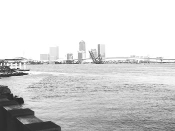 View of cityscape against clear sky