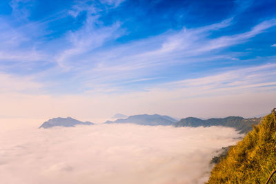 Scenic view of landscape against cloudy sky